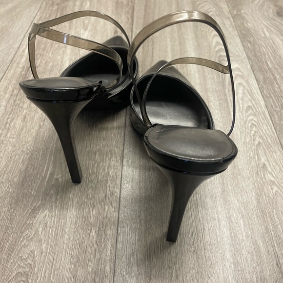 Woman’s Nine West ALL black Clear Strap Foez Pumps Heels - Picture 3 of 4